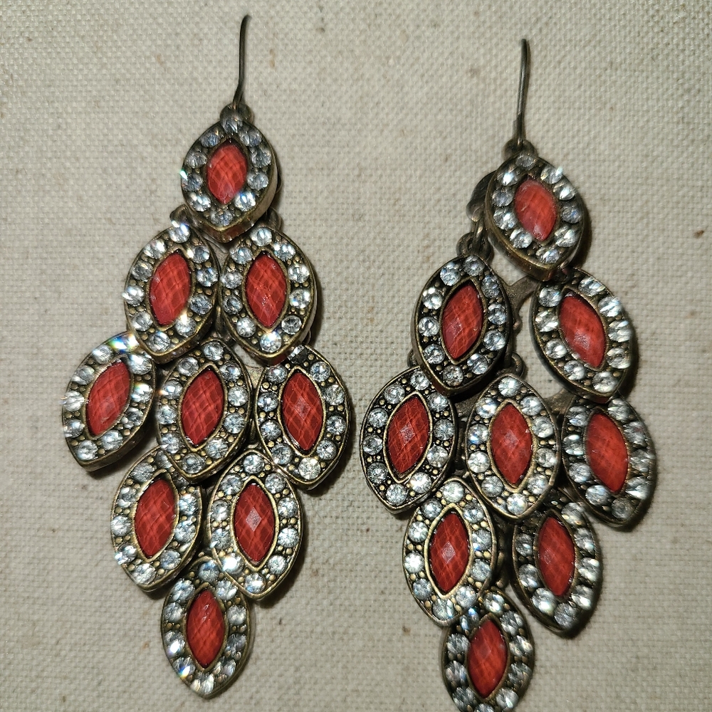 Orange and Gold Hanging Earrings